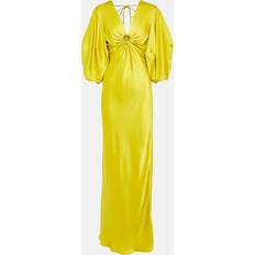 Deep V-neck Satin Maxi Dress - Green