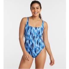 Lycra Swimwear L.L.Bean Women's New Currents Swimwear, Squareneck Tanksuit, Print Darkest Navy Smudge Camo 6, Lycra Elastane Nylon Blend