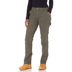 Work Wear Dickies Women's Relaxed Straight Carpenter Duck Pant, Rinsed Moss Green