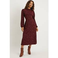 Dorothy Perkins Petite Berry Ditsy Frill Neck Midi Dress