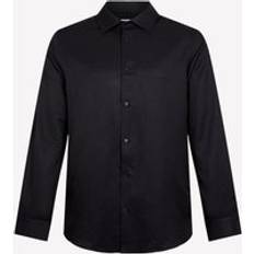 Solid Colours Shirts Burton Tailored Fit Herringbone Weave Shirt Black in