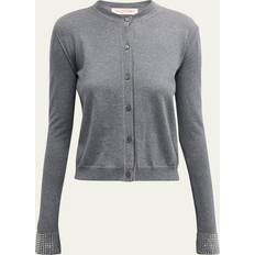 Valentino Koftor Valentino Embellished Virgin Wool Cardigan - Grey