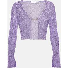 XXXS Koftor Self-Portrait Sequined Cropped Cardigan - Purple