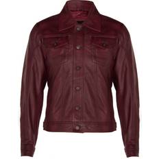 Clothing Infinity Leather Mens Men’s Retro Trucker Jacket-Constantine Burgundy