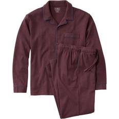 Fabric - Men Sleepwear L.L.Bean Men's Cotton Knit Pajamas, Button-Front PJ Set Currant Heather Large, Recycled Cotton Cotton