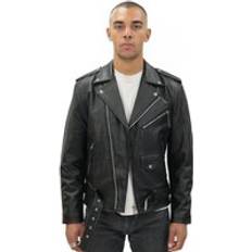 6XL - Leather Jackets Infinity Leather Men's Biker Jacket - Black