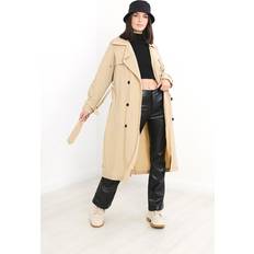 Long Coats Brave Soul 'Danika' Belted Longline Trench Coat Light Tan