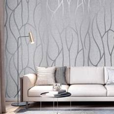 LivingAndHome Modern 3D Stereoscopic Empaistic Wave Striped Wallpaper Grey