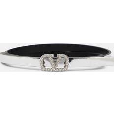 Argento Accessori Valentino Garavani VLOGO Signature Mirror-Effect Calfskin Belt