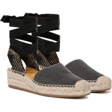 Organic Espadrilles Franco Sarto Britney Espadrille Wedge Shoes Black Fabric Round Toe Black Fabric