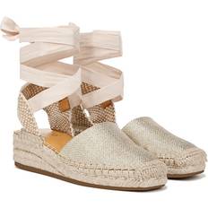 Organic Espadrilles Franco Sarto Britney Espadrille Wedge Shoes Platino Beige Fabric Round Toe Platino Beige Fabric