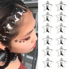 Shein Girls' Silver Star Shaped Hair Clip - Simple & Stylish Hair Accessory, Cool 5-pointed Star Headwear, Suitable For Daily