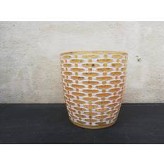 Clayre & Eef Lysestage, hvid/guld, Ø9xH9cm.