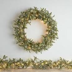 Accessoires d'intérieur Pre Lit Oversized Mistletoe Christmas Wreath & Garland