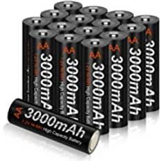 Chargers - Rechargeable Standard Batteries Batteries & Chargers CITYORK CITYORK AA uppladdningsbara batterier Paket med 16, 3000mAh förladdade Mignon AA NI-MH 1,2V låg självurladdning uppladdningsbara batterier med förvaringsbox