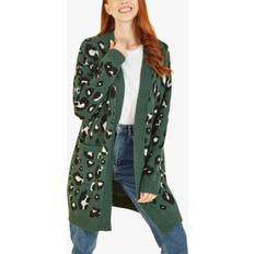 Turquoise Cardigans Yumi Animal Intarsia Long Cardigan