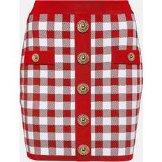 Viscose Jupes Balmain Balmain-Gingham Skirt Gonne Rosso-Donna