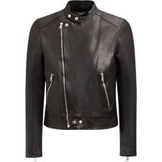 Balmain Leather Jackets Balmain Zipped Leather Biker Jacket Black