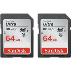 SanDisk Ultra 64GB SDHC UHS-I Class 10 Memory Card 2 pack