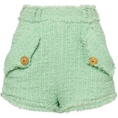 Balmain Women Shorts Balmain Tweed Mini Shorts - Light Green