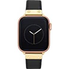 Anne Klein Lädermodeband Secure, justerbar, Apple Watch-bandersättning, passar svart/guld, 42/44/45