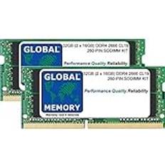 Global Memory 32GB 2 x 16GB DDR4 2666MHz PC4-21300 260-PIN SODIMM MINNE RAM KIT FÖR 27 TUM RETINA 5K IMAC 2019/2020