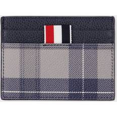 Thom Browne Single Cardholder aus Tartan-bedrucktem Leder - grey