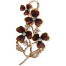 Women Brooches Anne Klein Gold-Tone Crystal Flower Branch Pin Multi Multi