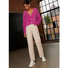 Pink Cardigans Chi Chi London Cropped Fluffy Cardigan, Pink