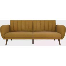 Sofa Beds - Wood Sofas Novogratz Brittany Futon Mustard Linen Sofa 81.5" 3 Seater