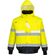 EN ISO 20471 Work Jackets Portwest Glowtex in Hi Vis Bomber Jacket Yellow Navy