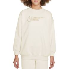 Nike Big Kid's Sportswear Club Fleece Crew Neck Sweatshirt - Coconut Milk/Metallic Gold (FJ6161-113)