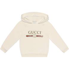 Gucci Boys White/green/red Kids Distressed Logo Print Cotton Hoody 4-10 Years Years