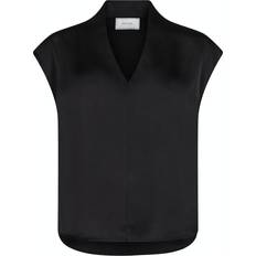 Neo Noir Flana Drapy Satin Bluse, Black