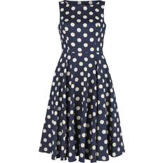 6XL - Mujer Vestidos Vestidos de longitud media Rockabilly de H&R London - Azul-Blanco