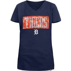 Tigers T-shirts Children's Clothing New Era Big Girls Navy Detroit Tigers Flip Sequin Team V-Neck T-shirt Navy Navy