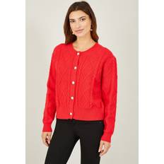 Red Cardigans Yumi Cable Knit Cardigan, Red