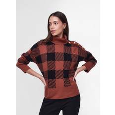 Barbour Brown Jumpers Barbour Comet Checked Roll Neck Jumper, Amaretto/Black