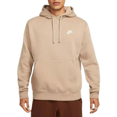 Brown - Men Sweaters Nike Men's Club Hoodie - Khaki/White