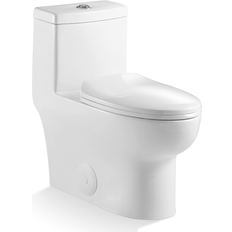 Toilets Lordear Lodear Dual-Flush Elongated One-piece Toilet with Comfort Seat Height Seat Included White