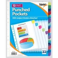 Transparent Desktop Organizers & Storage Tiger Stationery A4 Punched Pockets Pack of 10