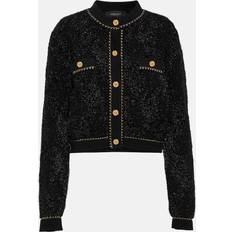 Versace Cardigans Versace Medusa tweed cardigan 1b000_black