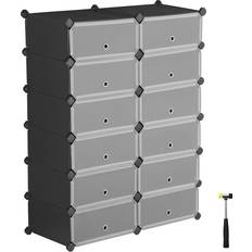 Songmics 12 Cube Interlocking Storage Unit Black