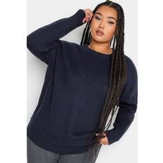 Fabric - Women Jumpers Yours Drop Shoulder Knitted Jumper Dark Navy 22-24