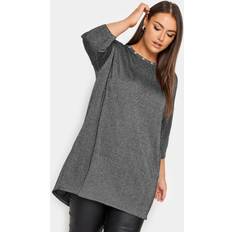 Fabric Jumpers Yours Metallic Eyelet Jumper Grey 26-28