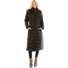 Solid Colors - Unisex Coats Dailyhaute Women's Full Length Quilted Puffer Coat with Fur-Lined Hood OLIVE 2X