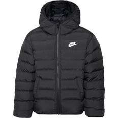 Big Kid's Sportswear Lightweight Synthetic Fill Loose Hooded Jacket - Black/Black/White (FD2845-010)