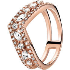 Daisy Flower Hearts Rings - Rose Gold/Transparent