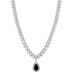Pear Drop Necklace - Silver/Blue/Transparent