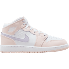 Pink Children's Shoes Nike Air Jordan 1 Mid GS - Pink Wash/White/Violet Frost